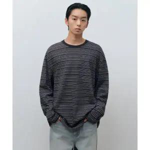 무신사스탠다드 멀티 스트라이프 릴렉스드 긴소매 티셔츠 4 네이비 1624612