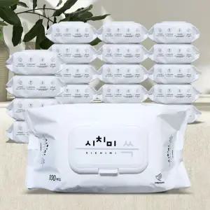 물티슈 100매 20팩 휴대용 캡형티슈 화장실 대용량