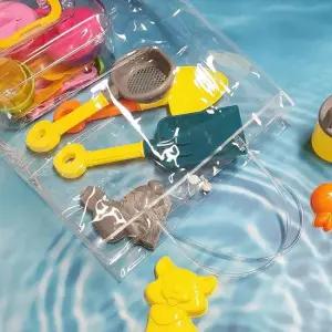 PVC 투명 똑딱이 백 M 꽃가방 투명백 바캉스가방 PVC백