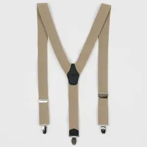 남성용 멜빵끈 베이지 멜빵 벨트 집게 서스펜더 코디