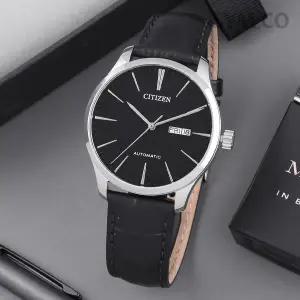 NH8350-08E 오토매틱 클래식 로마 시크 블랙 데이데이트 남자 가죽 시계 d