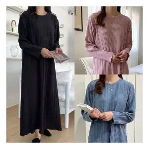 마미누리긴팔 주름 에이 롱원피스 A라인 빅사이즈 임산부 임부복원피스 177024