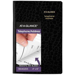 at-A-Glance 전화 및 주소록, 600개 이상의 항목, 10.2 x 15.2cm(4 6인치), 디자이너, 블랙 (8040205)