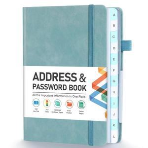 주소록, 주소 및 비밀번호 키퍼 북, 알파벳 탭 포함, 하드커버 전화번호부 정리 기록, 포켓 컬러 페이지, 13.5 x 19.6cm(5.3 7.75인치), 블루