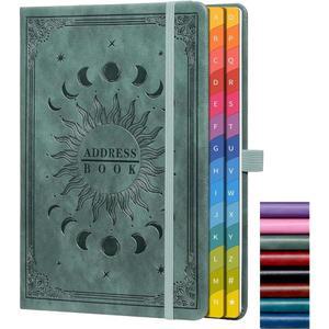 다채로운 알파벳 탭이 있는 주소록(21.3 x 14.5cm(8.4 5.7인치)) - 웹 사이트 비밀번호, 전화, 소프트웨어 라이센스 및 중요 정보를 위한 하드커버 연락처 오거나이저 프리미엄 그레이