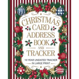 크리스마스 카드 주소록 및 트래커 대형 인쇄물: 홀리데이 로그, 메일 기록 송수신, 날짜가 지정되지 않은 10년 형식, 사용 편의성을 위한 탭 섹션이 있는 알파벳 문자