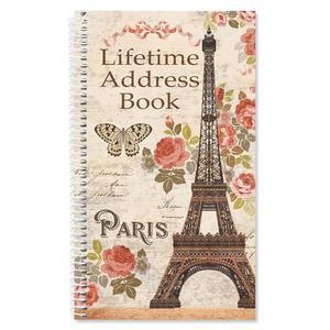 Current Parisian 엽서 주소록-94페이지, 소형 12.7 x 21.6cm(5 8-1 /2인치) 크기의 지갑 또는 사무실용, 연락처, 주소, 이메일 및 전화 번호를 위한 나선형 바운드 소프트 커버 오거나이저 + 교체 스티커 50개