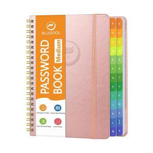 Blugool 알파벳 탭이 있는 암호 책, 노인을 위한 키퍼 북, 개별 및 다채로운 탭, 웹 사이트 로그인용 나선형 하드커버 노트, 14.5 x 19.6cm(5.75 7.75인치), 로즈 골드