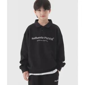 매장정품 PIANER KIDS 어센틱 로고 오버핏 카라 맨투맨 (블랙)