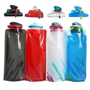 여행용 4팩 접이식 물병 24온스 뚜껑,실리콘 휴대용 BPA 프리 재사용 가능한 하이킹, 스포츠, 캠핑, 자전거