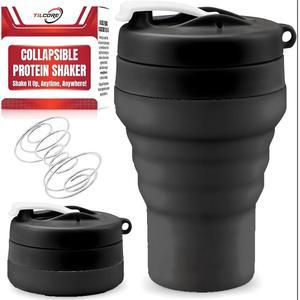 접이식 단백질 쉐이커 & 물병 식품 등급, 누수 방지 뚜껑 600mL / 20온스 컵 - 헬스장 여행객 쉐이커