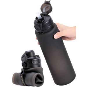 물병 32온스, 컴팩트 여행용 물병, 하이킹, 여행, 야외 활동을 위한 TSA 승인 누수 방지 실리콘