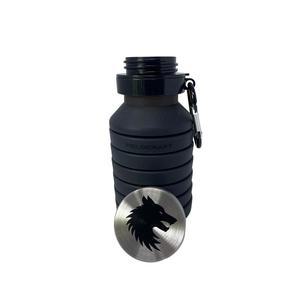 필드크래프트 접이식 실리콘 물병, BPA 프리, 접이식, 카라비너 포함 누수 방지, 블랙(블랙)