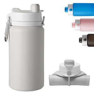 오파드 접이식 물병 19온스 - BPA 프리, 누수 방지, 실리콘 붕괴 병, 압축 및 확장이 용이한 여행 필수 액세서리