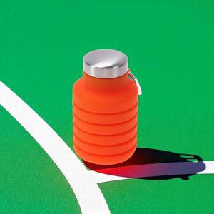 물병 트위스트탑 접이식 컵 500ml 핸드워시 실리콘 오렌지 21x7x7cm 1개