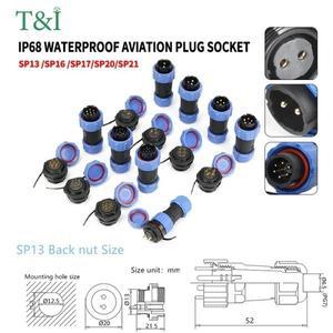 5/10/100세트 Sp13 Sp16/SP17 Ip68 방수 항공 플러그 소켓 남성 커넥터 패널 장착 2/3/4/5/6/7 핀