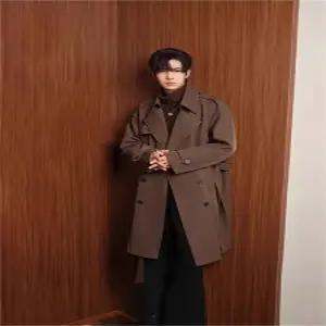 남성 캐주얼 멋쟁이 봄가을 코트 트렌치 하프트렌드 무릎넘침 패피3