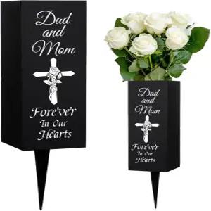 묘지 장식용 스파이크 크로스 플라워 패턴이 있는 웨비디 아빠와 엄마 장식 장례 아버지의 날 기념 표지판