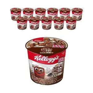 켈로그 첵스초코 쿠키앤크림 컵 35g, 12개