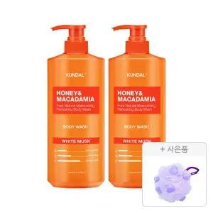 쿤달 네이처 바디워시 화이트머스크 1058ml, 2개+증정(소프트 버블 샤워볼, 1개)
