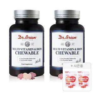 닥터브라이언 멀티비타민&철분 츄어블 90정(3개월분), 2개 + 증정(복숭아맛 15구미, 2개)