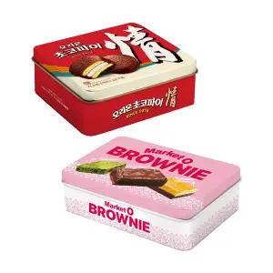 오리온 초코파이 틴케이스 12입, 1개 + 마켓오 브라우니 틴케이스 12입, 1개