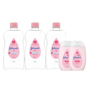 존슨즈 오일, 500ml, 3개 + 증정( 핑크로션 100ml, 2개)