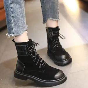 8022여성워커 앵클 삭스 첼시 앵글 부츠 워커 가죽 스웨이드 통굽 기모 겨울