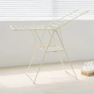 튼튼한 대형 2단 이불 접이식 건조대 빨래건조대 (크림/화이트)