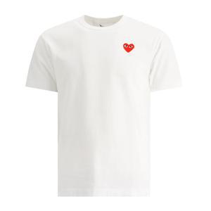 플레이 꼼데가르송 반팔 티셔츠 레드 하트 와펜 티셔츠 화이트 AX T108 051 2