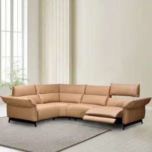 파네츠 올 천연면피가죽 5인 코너 전동 헤드틸팅 리클라이너 소파