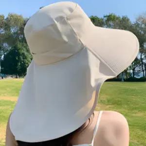 여자햇빛가리개모자 와이드 창넓은 여성용 뒷목모자 목가리는 해가림 휴양지썬캡 여름