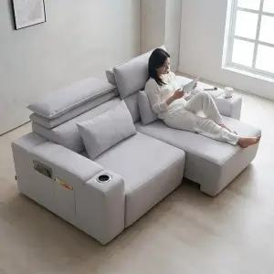 에보니아 무브 모션 슬라이딩 리클라이너 쇼파 3인용 아쿠아스웨이드텍스 / 확장형 패브릭 소파