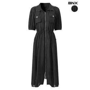 [하프클럽/]여성 투포켓 셔링 지퍼 원피스