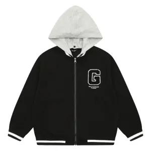 [에꼴리에] 남아 후드 탈부착 네오프렌 야구 점퍼 23C1102_BK