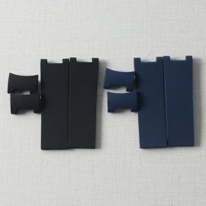 263 다이버 손목 밴드, 곡선 엔드 고무 시계 Ulysse Nardin 스트랩, 블랙 블루 실리콘 방수 팔찌, 22mm