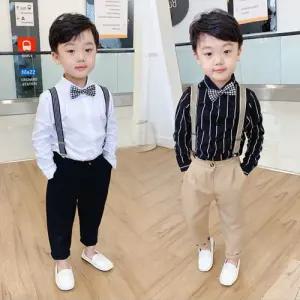 팜므 결혼식 유아정장 남아 아기 돌아기 영국스타일 블랙 셔츠