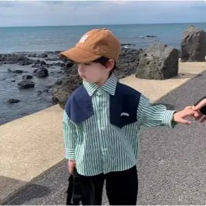 팜므 아동 남아 여아 포인트 줄무늬 셔츠