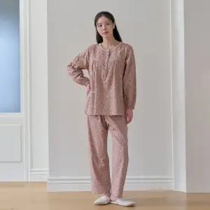 여성 국내산 소프트 순면 긴팔 잠옷 상하 세트 MF6166