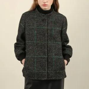 올리비아로렌 / 헤링본 체크 자켓 VOCFU4W9221 / 애플아울렛 ( 블랙 )