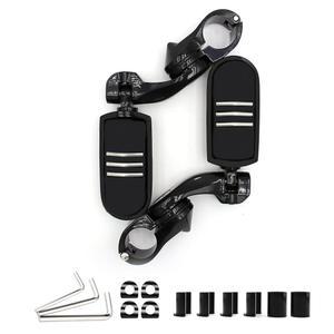 할리 데이비슨 투어링 로드 킹 글라이드 스트리트 글라이드와 1.25인치 엔진 가드 크래시 바를 위한 SGDLCAO 블랙 조절 모터사이클 풋 페그