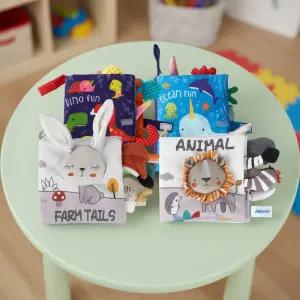 캐스B 퍼니헝겊책 4종세트 까꿍책 촉감놀이 오감발달 삑삑이 바스락 놀이북 영어학습 유아