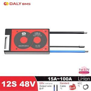 12S BMS 리튬 이온 배터리 팩 48V 15A 20A 40A 60A 100A 밸런스 보드 NTC 센서 18650 전자 자전거 스쿠터