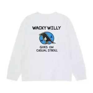 와키윌리 wackywilly 버드 그래픽 롱슬리브 티셔츠 화이트