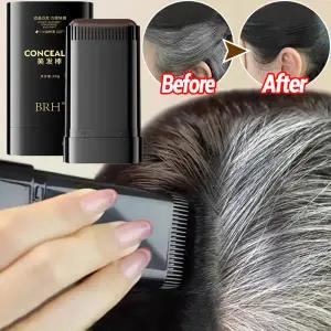 3가지 색상 헤어 염색 스틱 빗 포함 검정색 갈색 헤어 염색 흰머리 커버 뿌리 컨실러 스틱 임시 염색 케어
