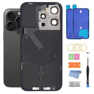iPhone 15 Pro(6.1인치)용 후면 유리 교체 무선 충전 플렉스, 카메라 프레임, 모든 부품 및 방수 접착 테이프
