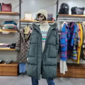 베네통/애플아울렛/등판 니트 배색 폭스 퍼 후드 롱 패딩/BAPDA9561