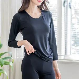 이너해피 국내생산 여성용 코튼 면기모 발열내의 상의 긴팔