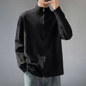 남성 니트 집업 가디건 스탠드 칼라 슬림핏 봄 가을 베이직 캐주얼 니트웨어 데일리 스웨터 카디건 T122343