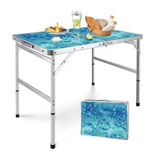 빌리 접이식 캠핑 테이블 3피트, 손잡이가 있는 조절 가능한 높이의 휴대용 알루미늄 테이블, 야외 피크닉 바비큐 여행 실내용 경량
